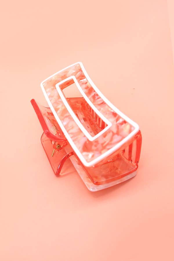 Hollow Rectangular Tortoise Acetate Hair Claw Clip | 40H395