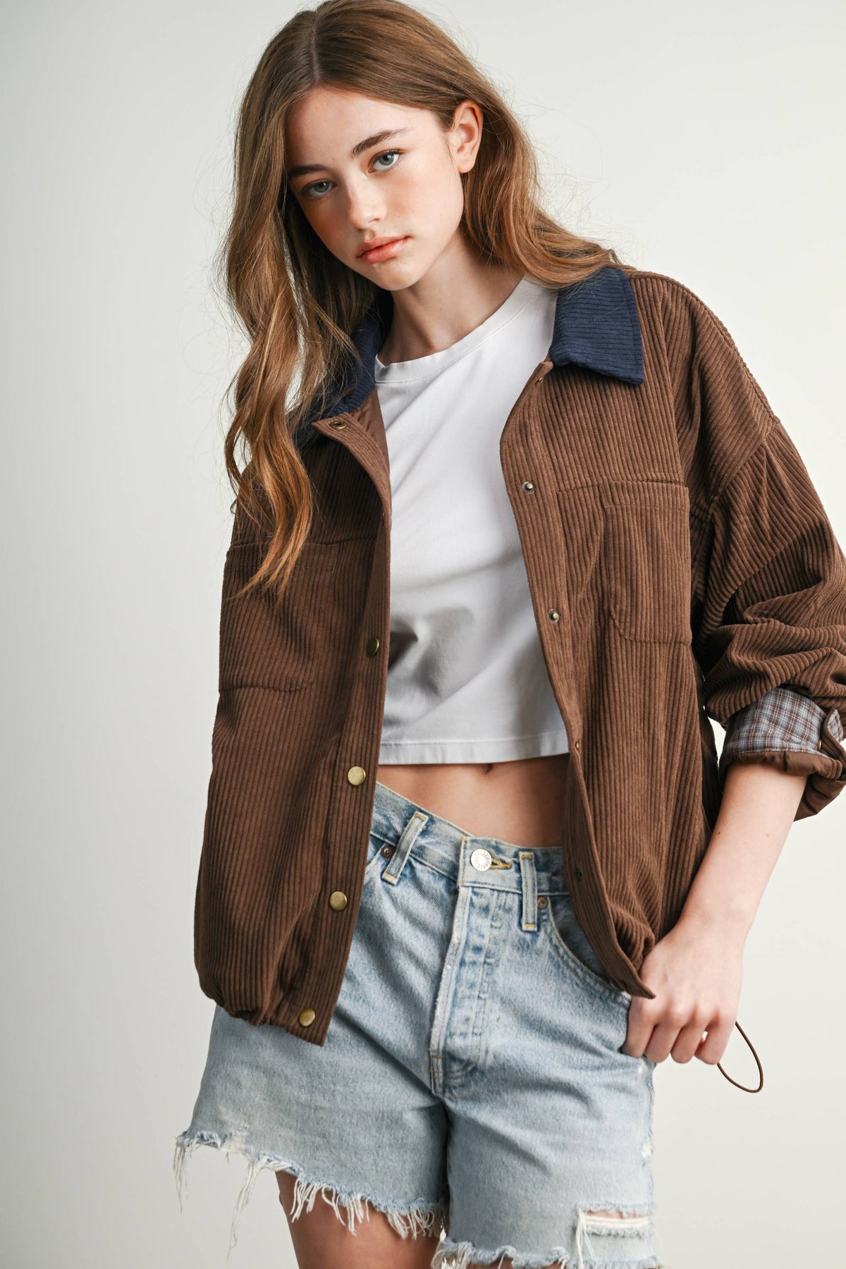 The Hazel Plaid Lined Corduroy Jacket-BMJ8614