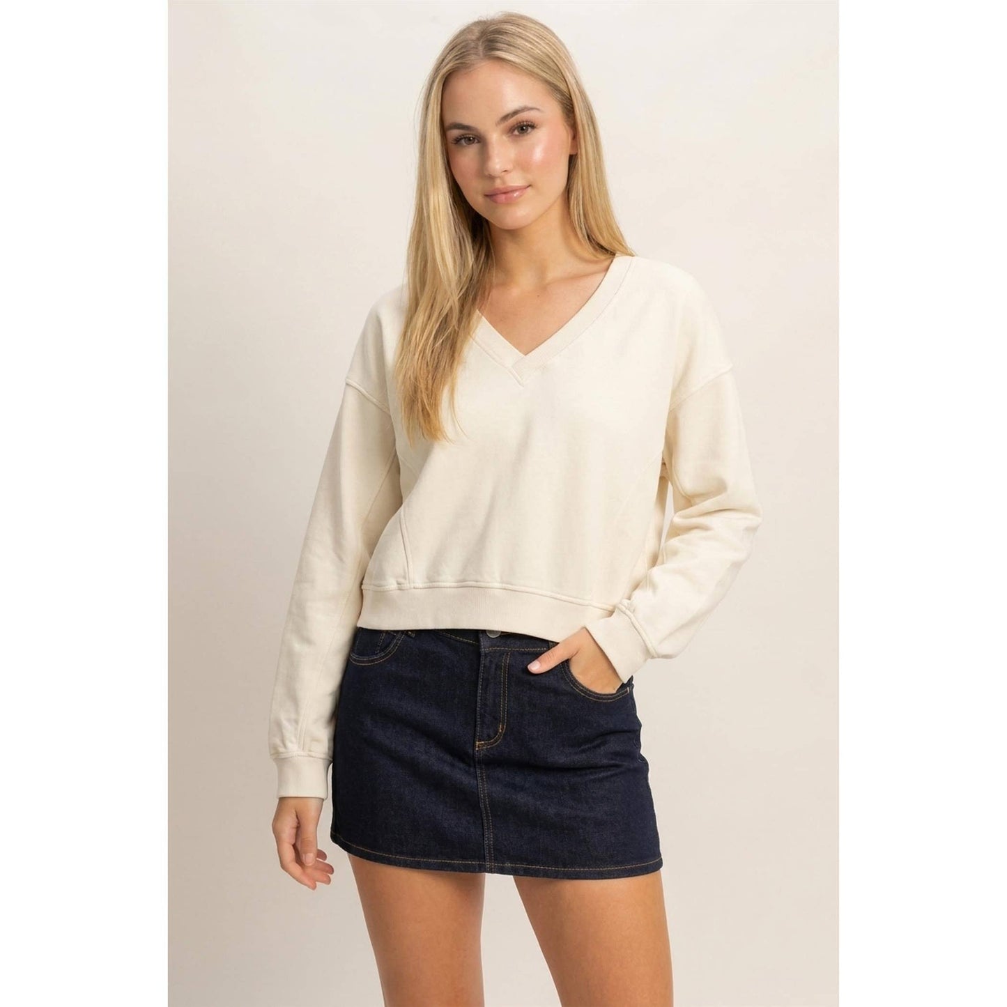 Mineral Wash V-Neck Sweatshirt