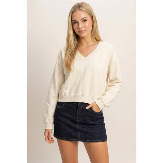 Mineral Wash V-Neck Sweatshirt