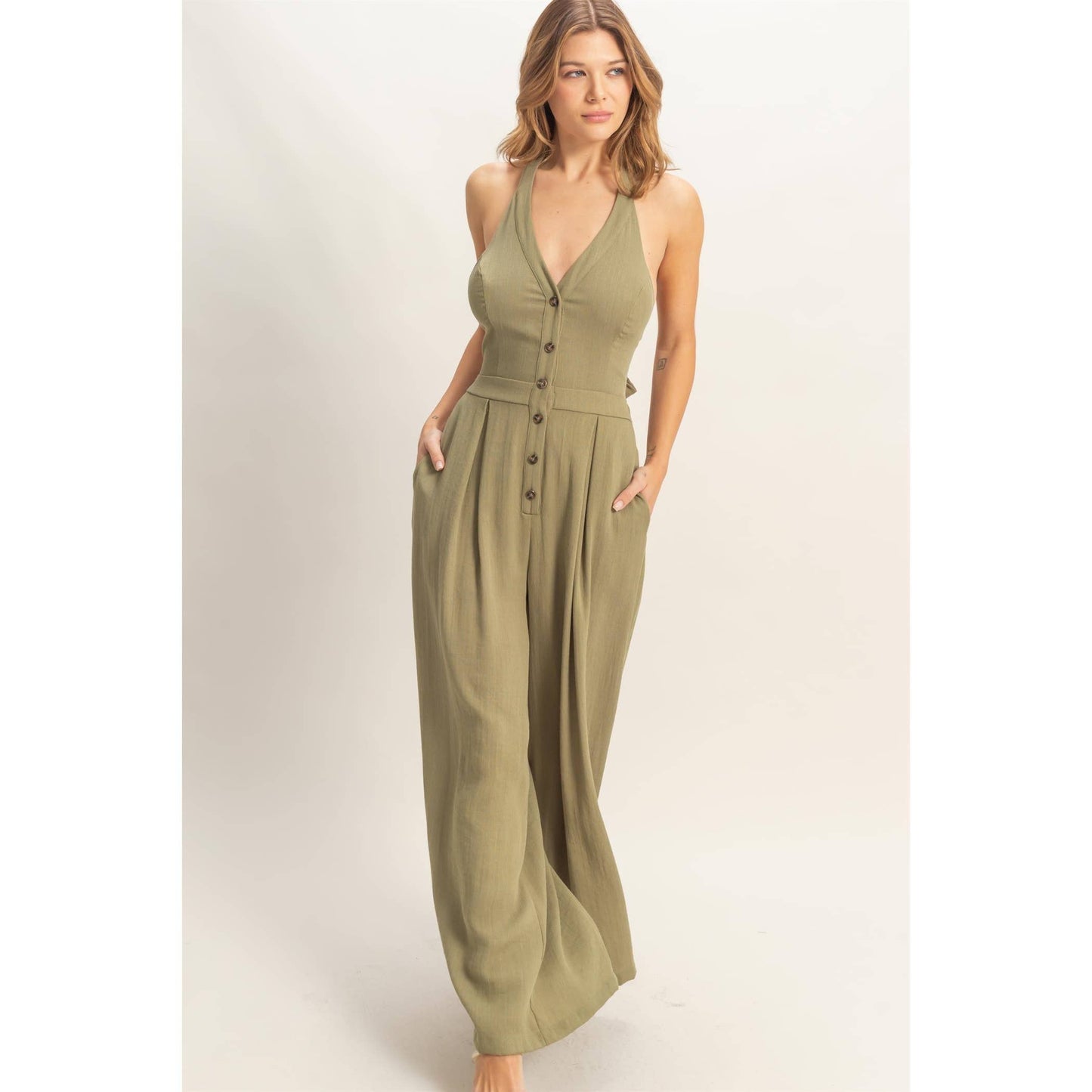 Halter Button Jumpsuit