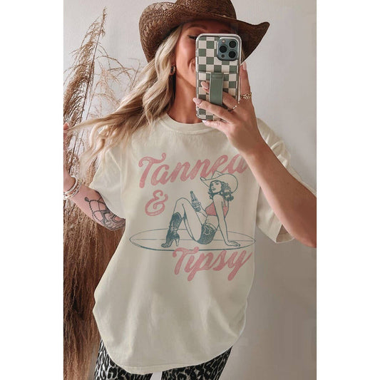 TANNED AND TIPSY OVERSIZED MINERAL GRAPHIC TEE
