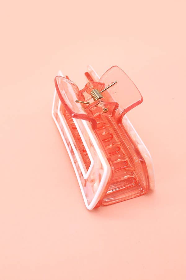 Hollow Rectangular Tortoise Acetate Hair Claw Clip | 40H395