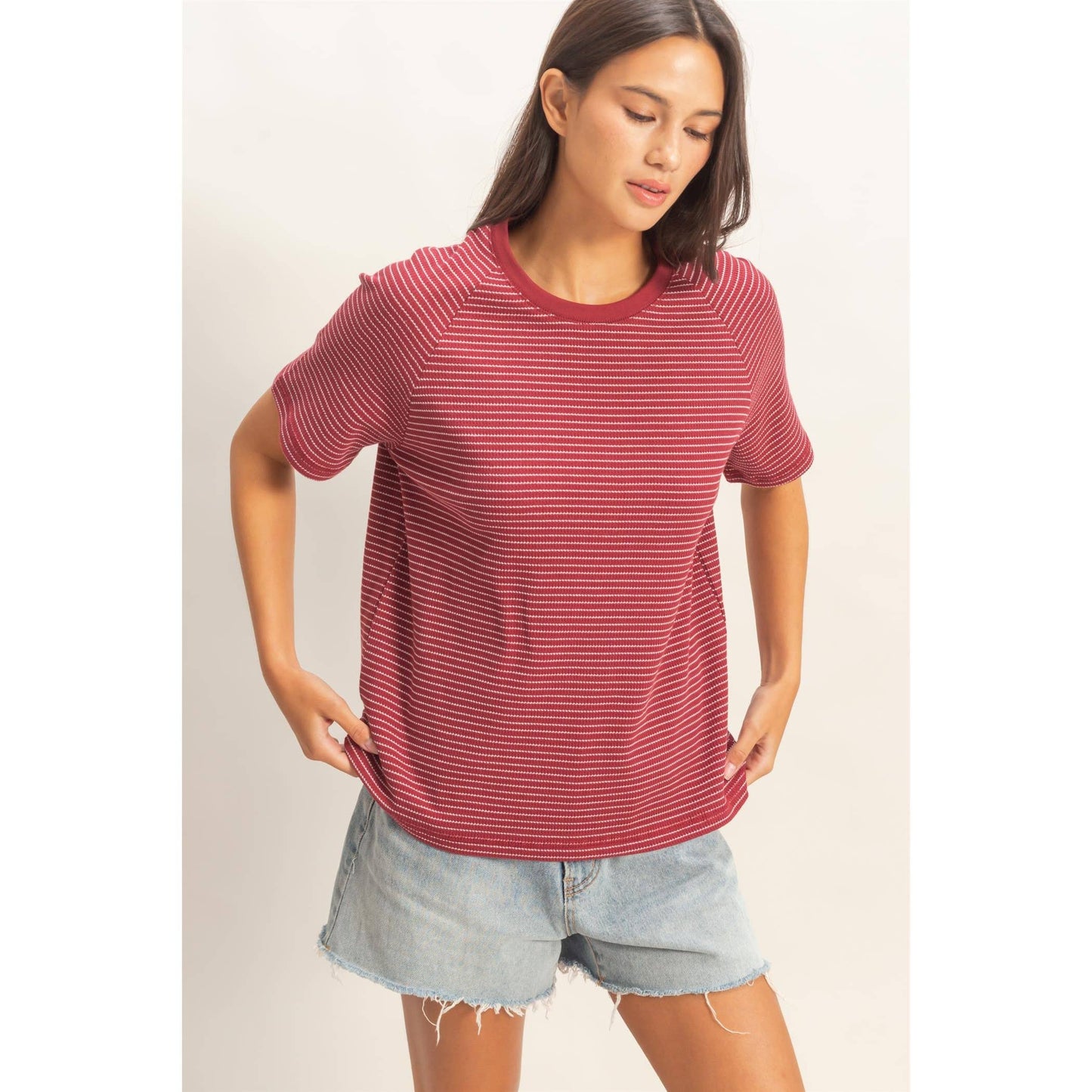 Striped thermal tee