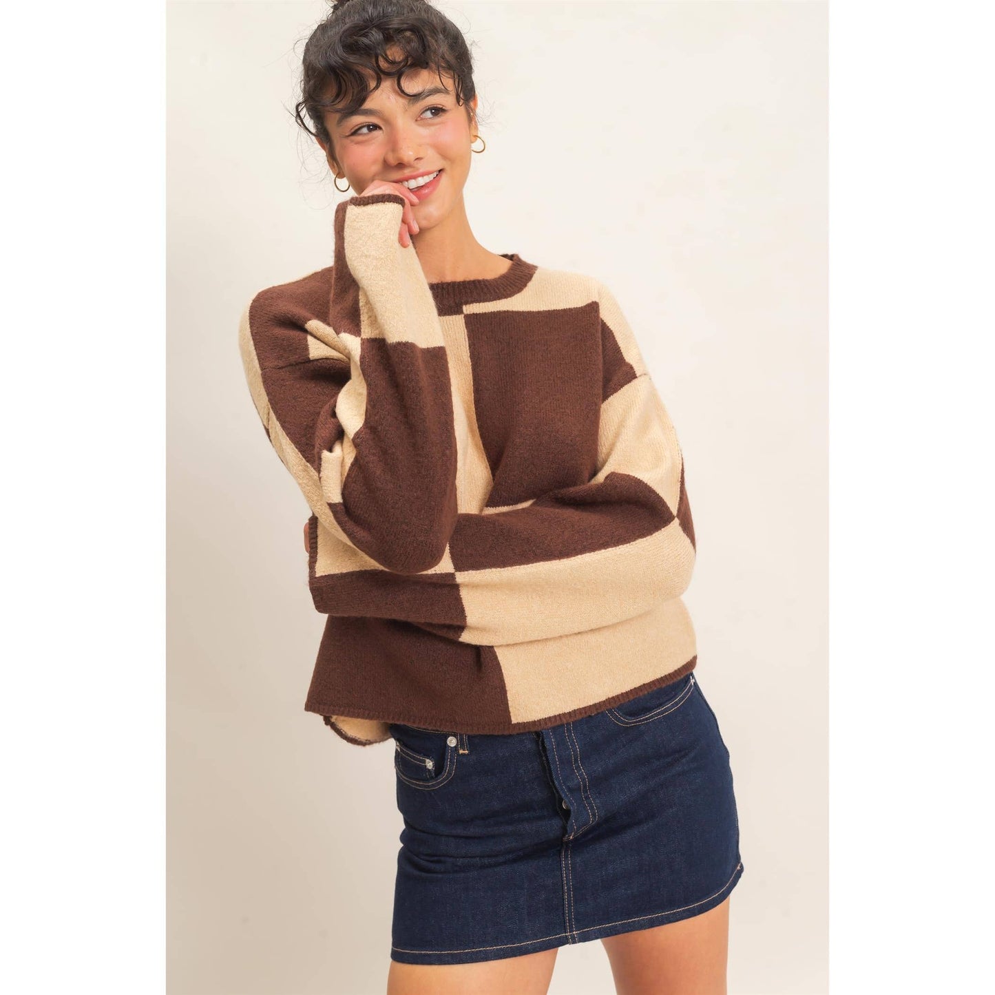 Sage Checkered Sweater
