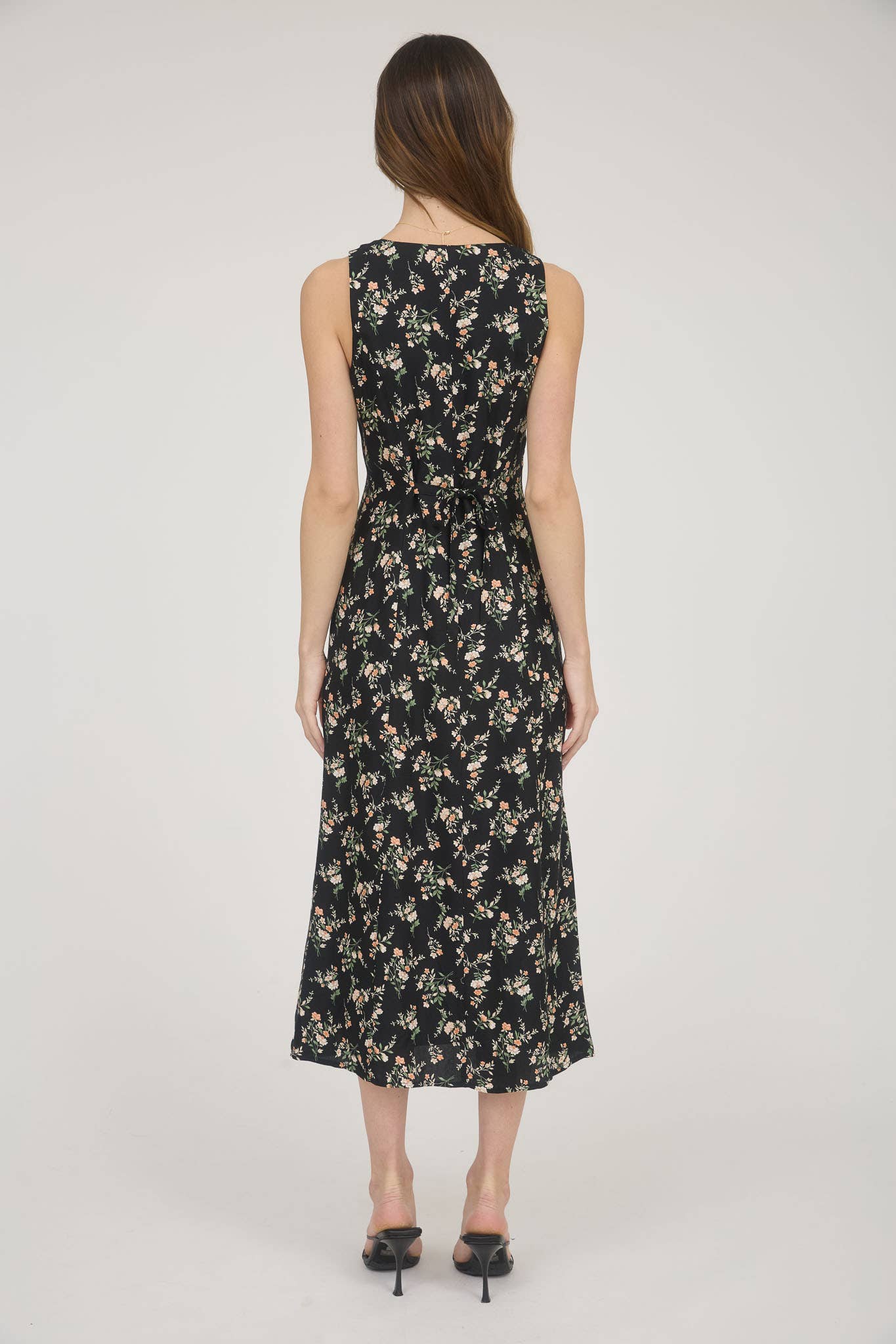 FLORAL BUTTON MIDI DRESS