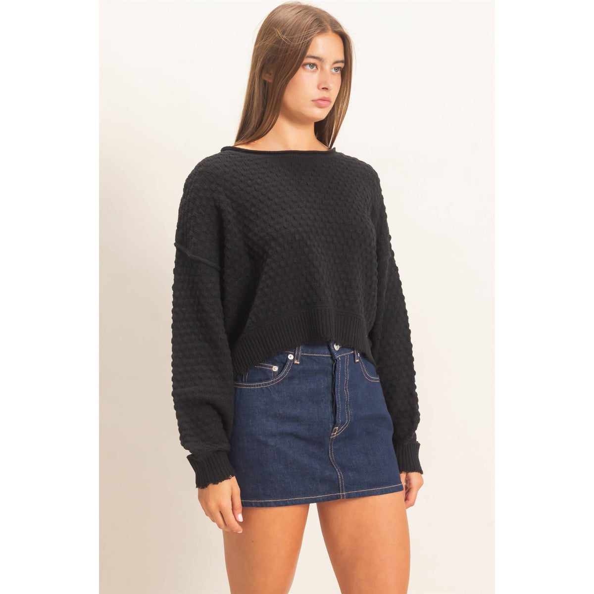 Boat Neck distressed Sweater