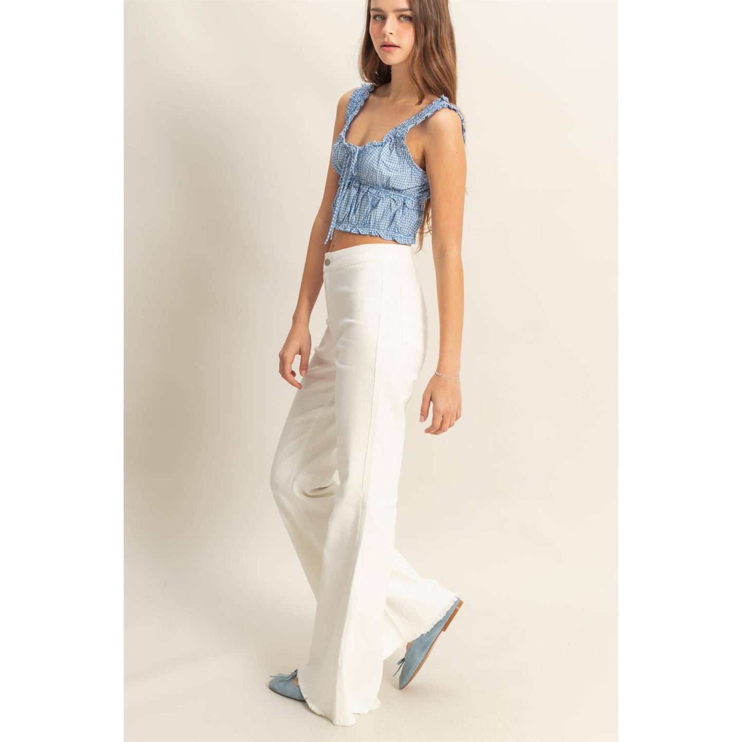 High-Waist  Denim Flared Pants