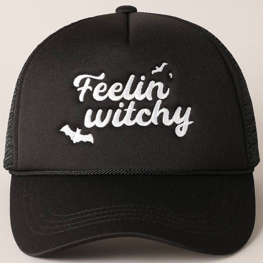 Feelin Witchy Embroidery Halloween Trucker Hat