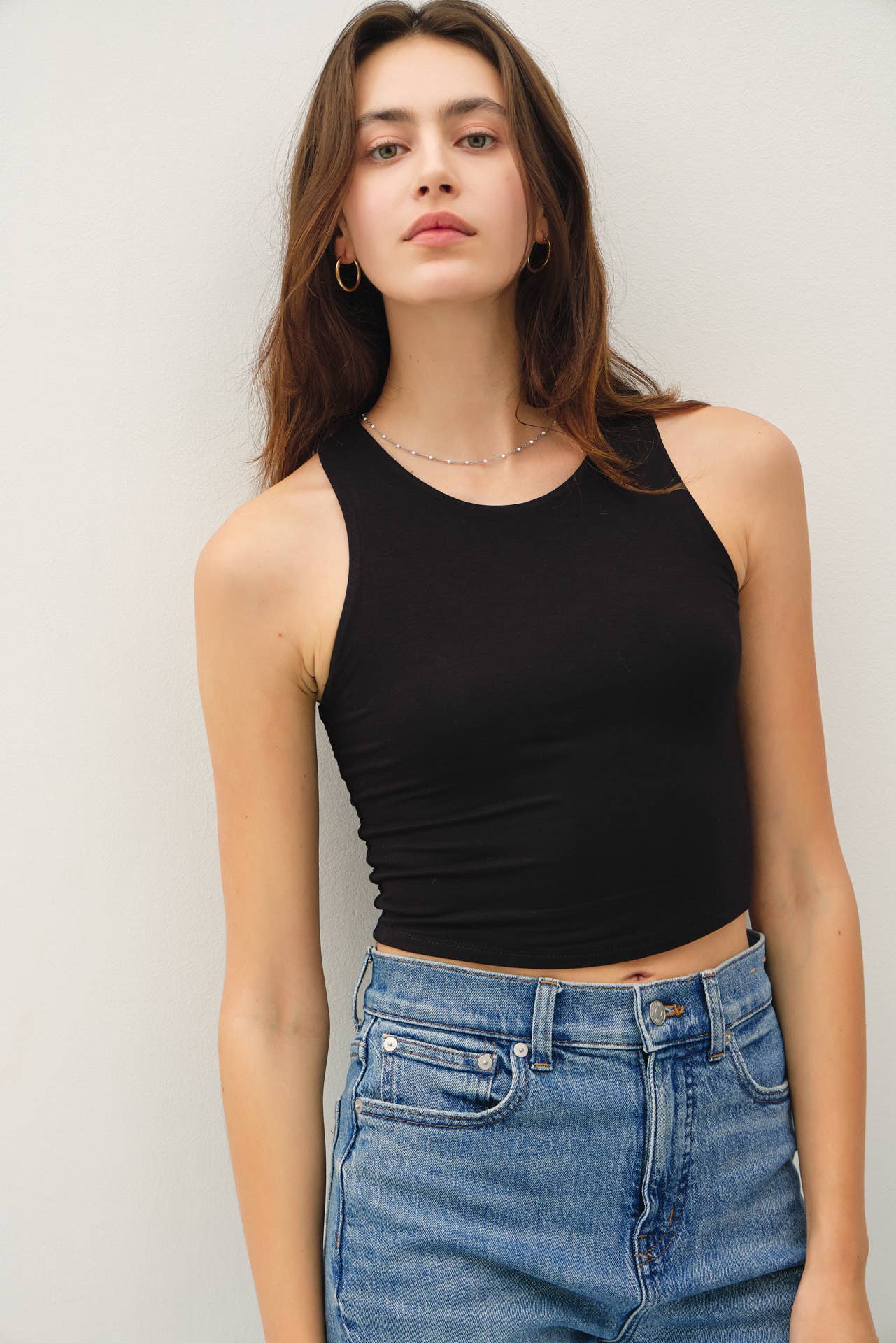 HIGH NECK CROPPED TANK