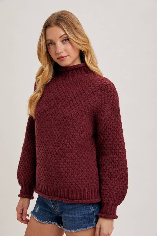 Burgundy mock neck sweater