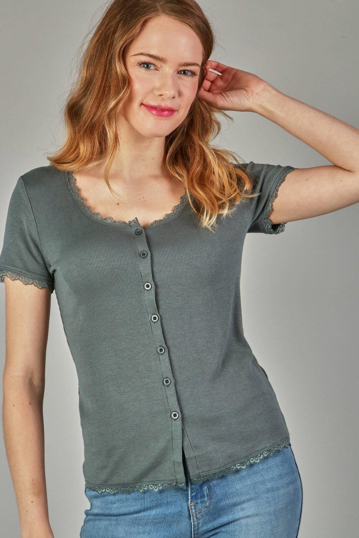 Button lace top
