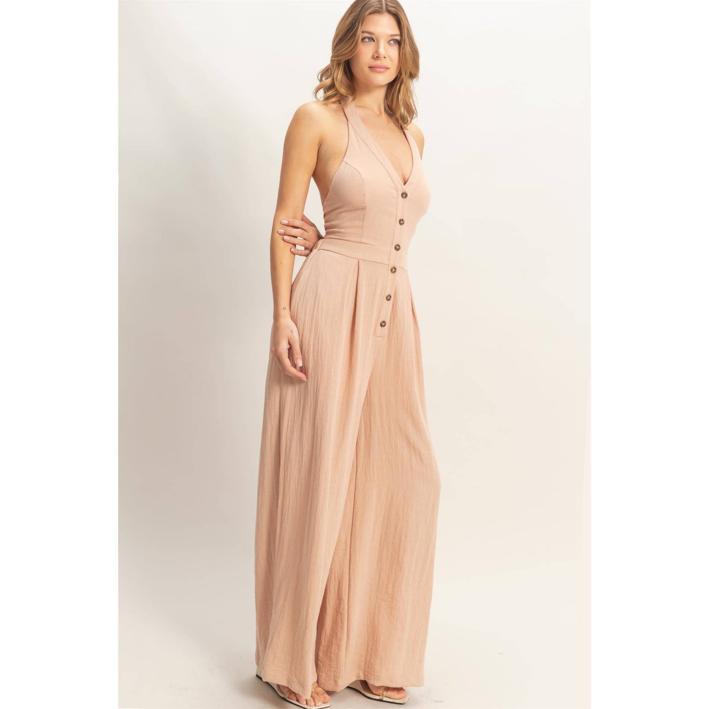 Halter Button Jumpsuit