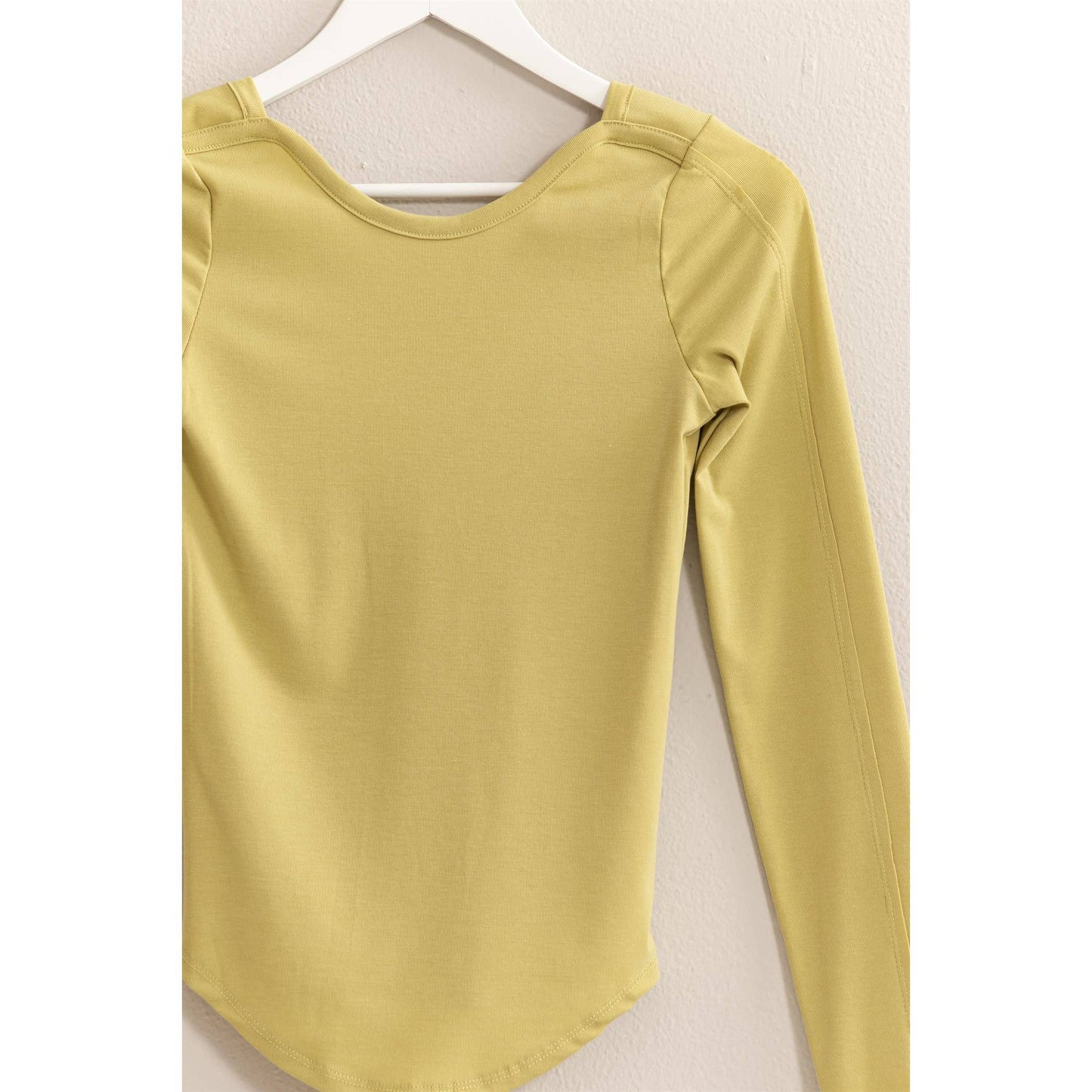 low scoop back long sleeve