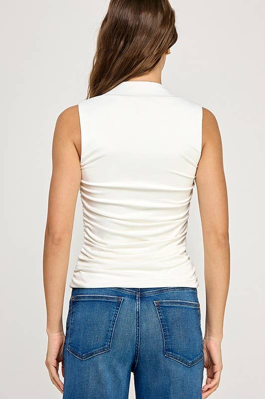 CONTOUR RUCHED SQUARENECK TANK