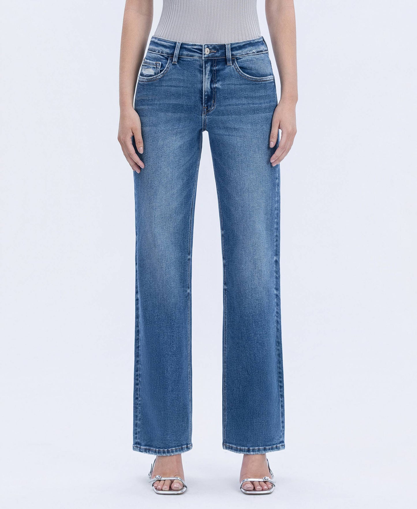 BRANDY HIGH RISE FULL LENGTH SLIM WIDE JEANS T6502