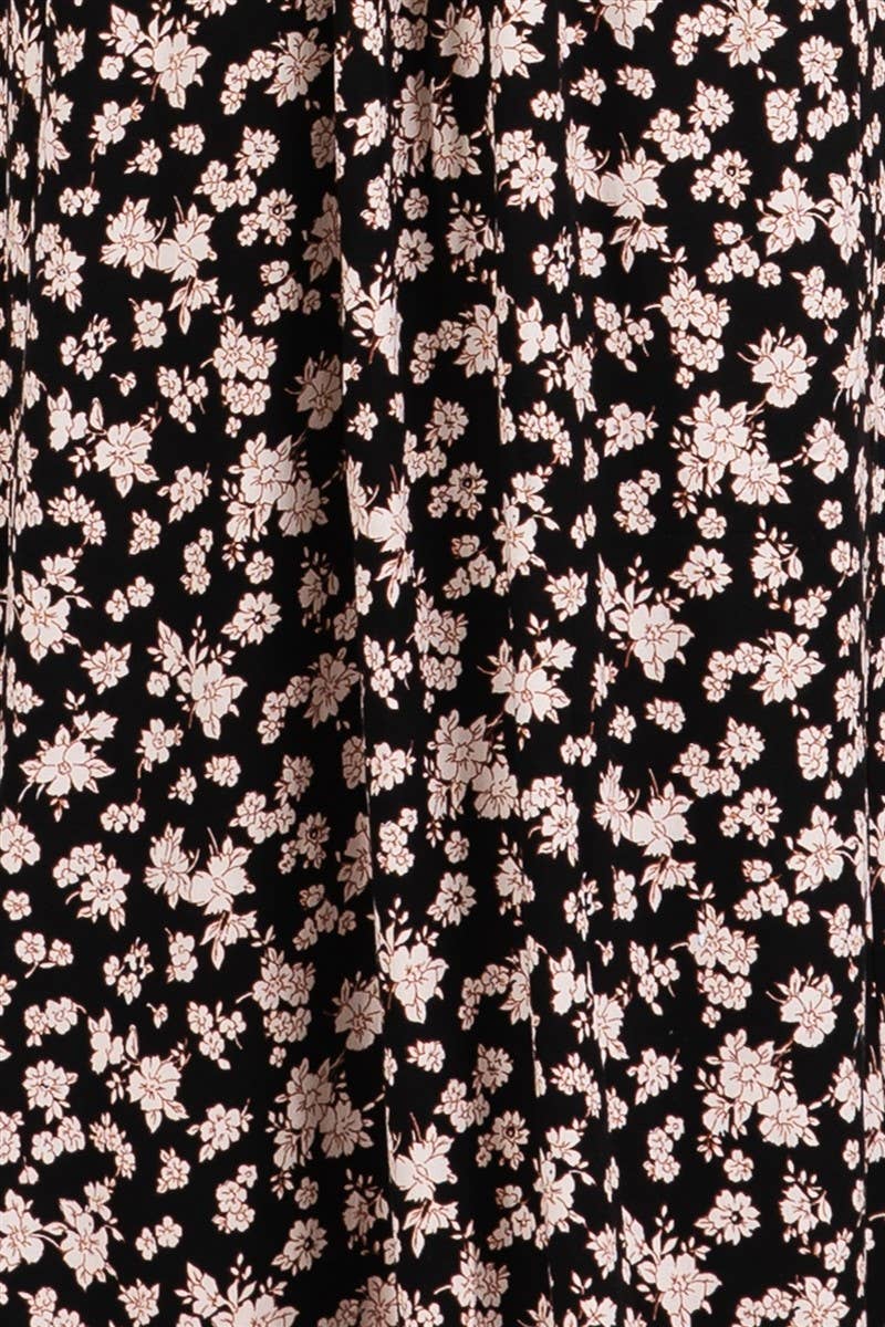 Ditzy Printed Princess Neckline Flare Sleeve Midi