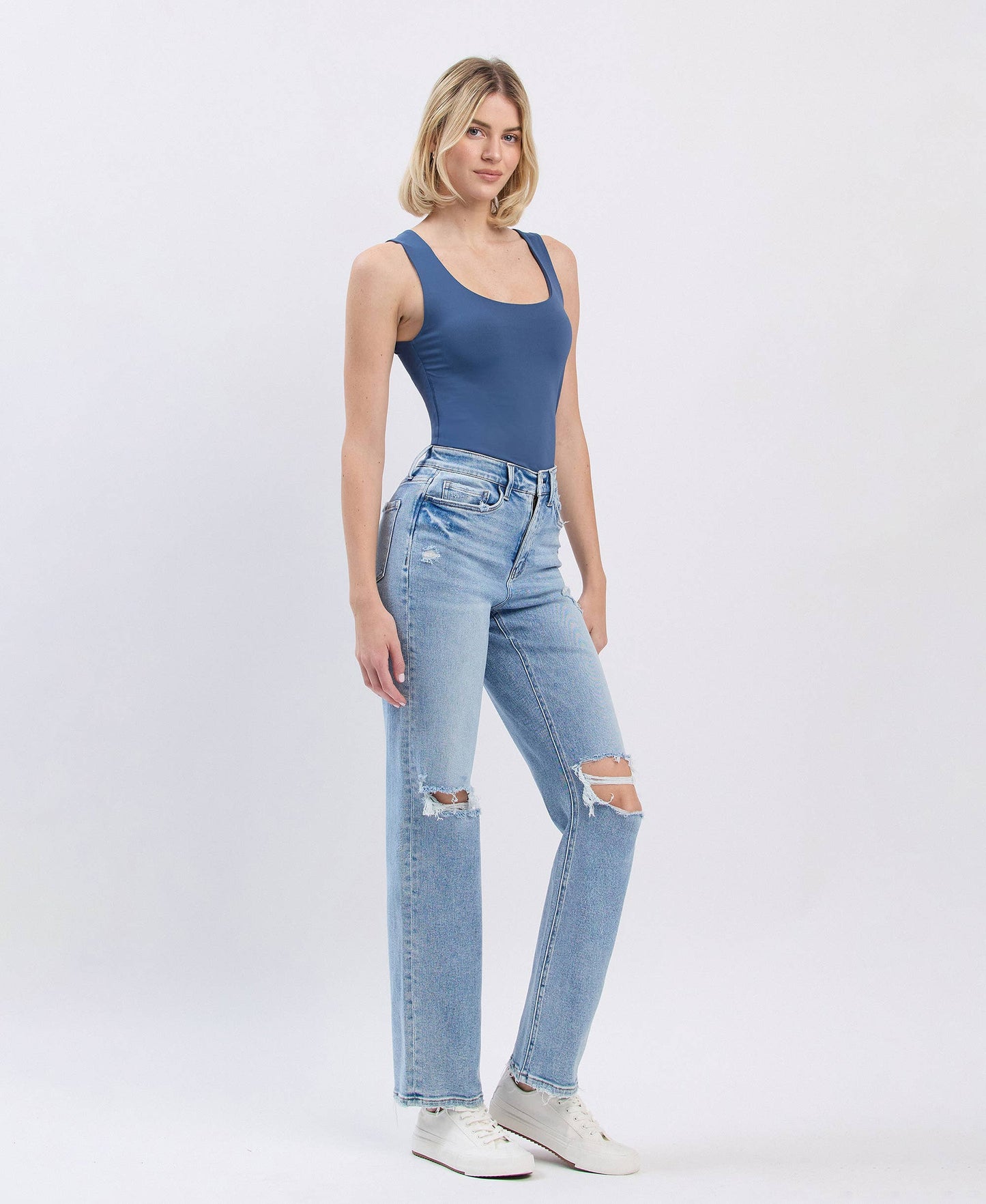ALLY HIGH RISE DISTRESSED STRAIGHT JEANS