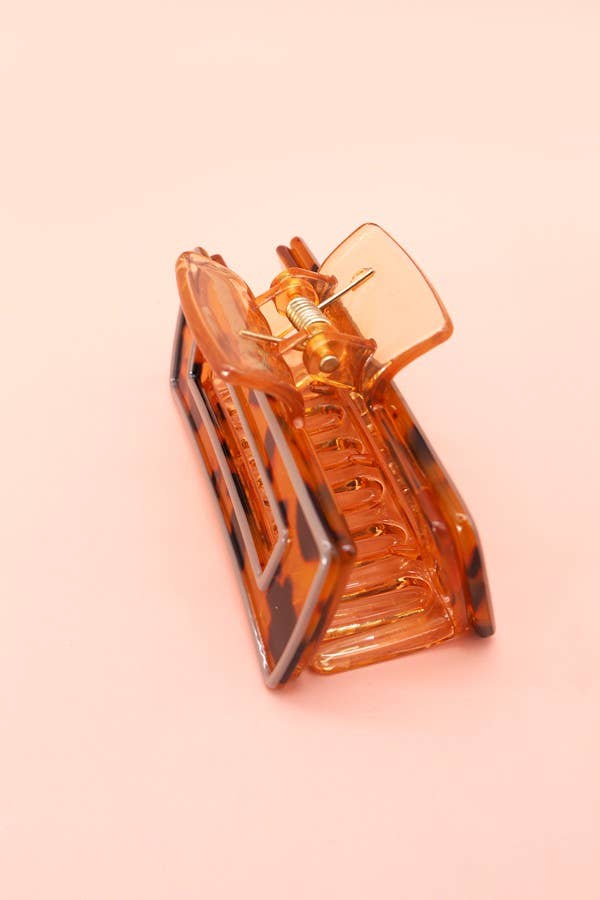 Hollow Rectangular Tortoise Acetate Hair Claw Clip | 40H395