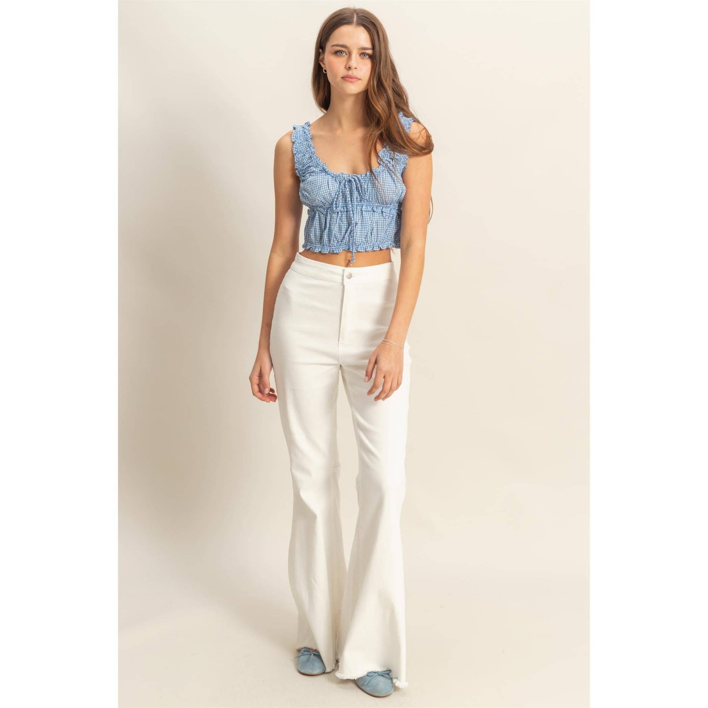 High-Waist  Denim Flared Pants