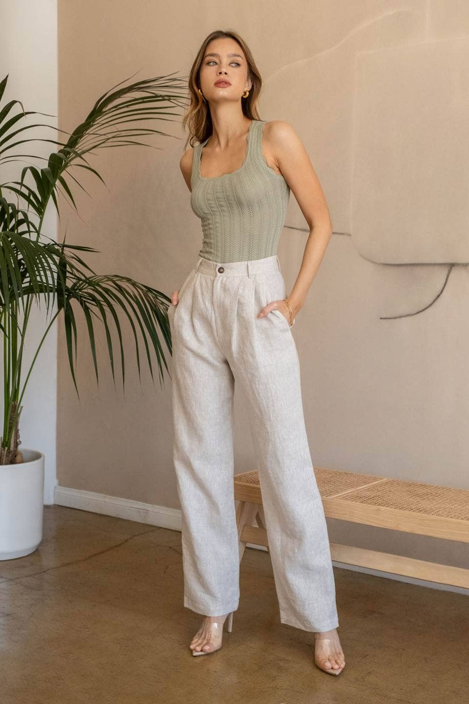 SCALLOP KNIT TANK TOP