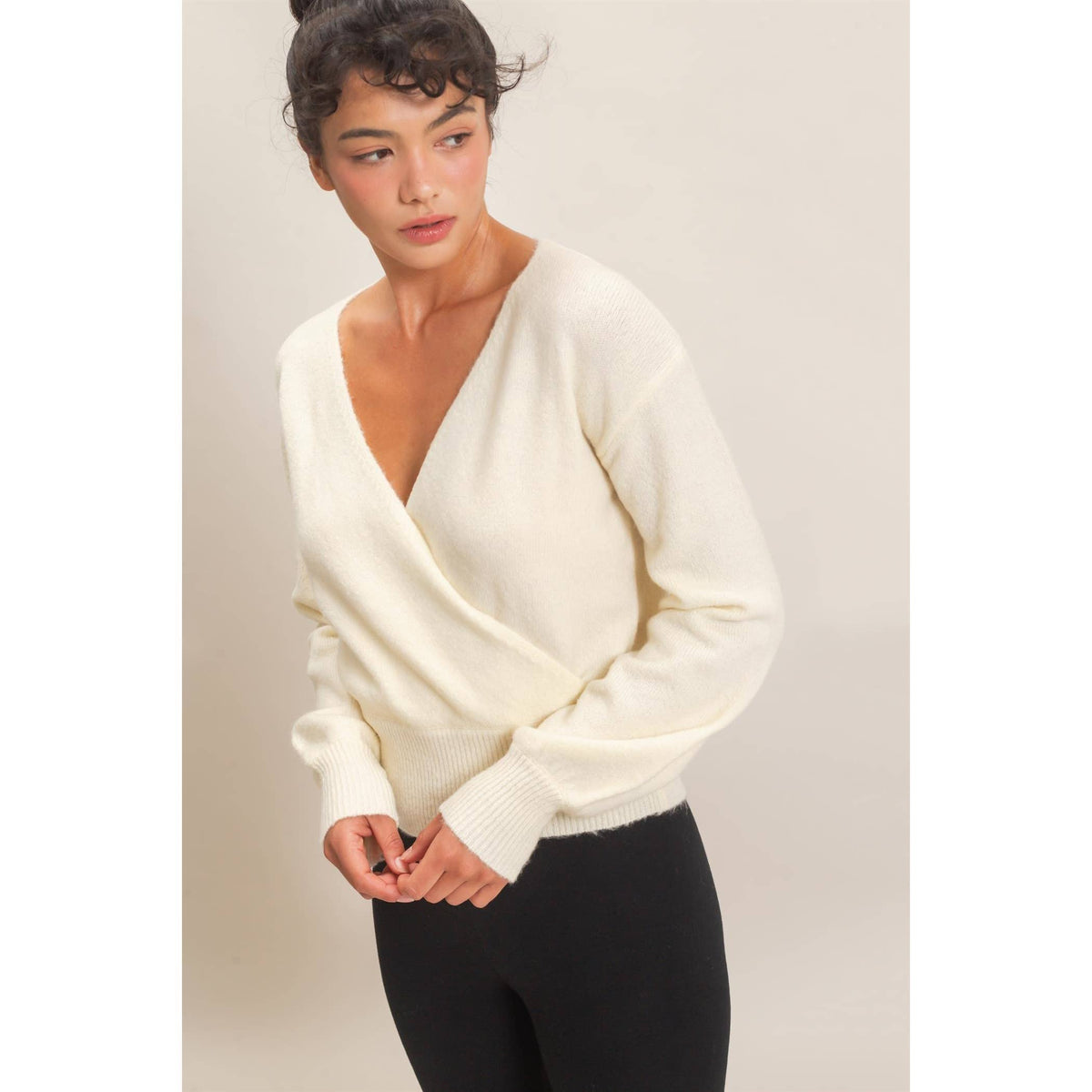 Wrap V Neck Sweater