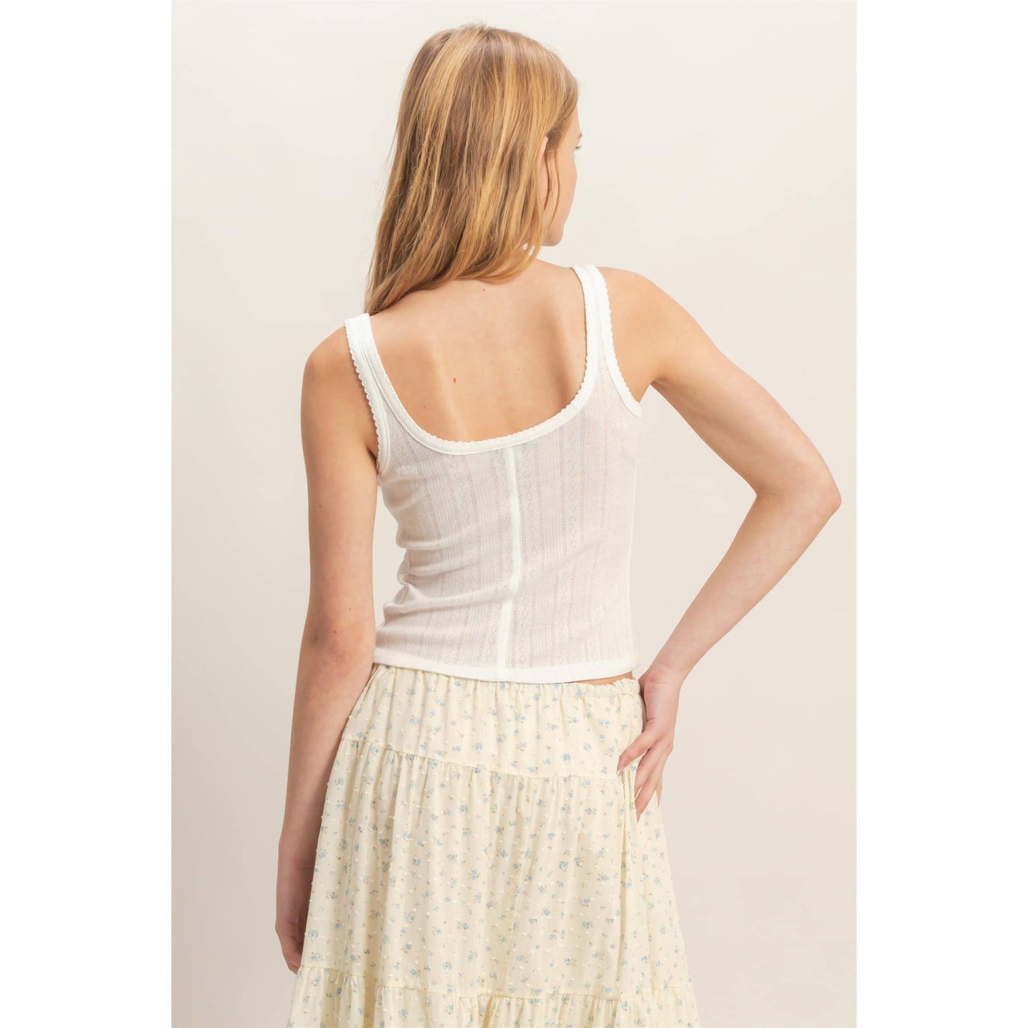 Button Front Ribbed Tank Top