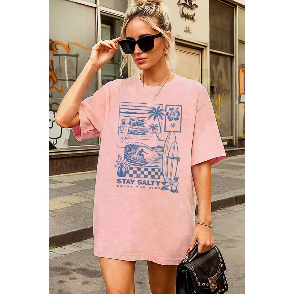 STAY SALTY ENJOY THE RIDE OVERSIZED MINERAL GRAPHIC TEE