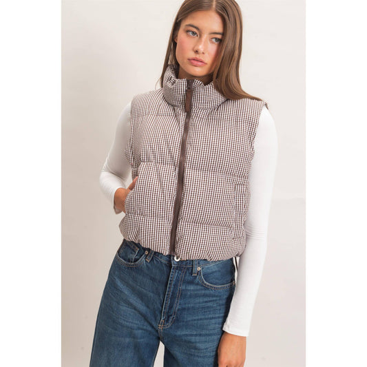 Gingham Puffer Vest