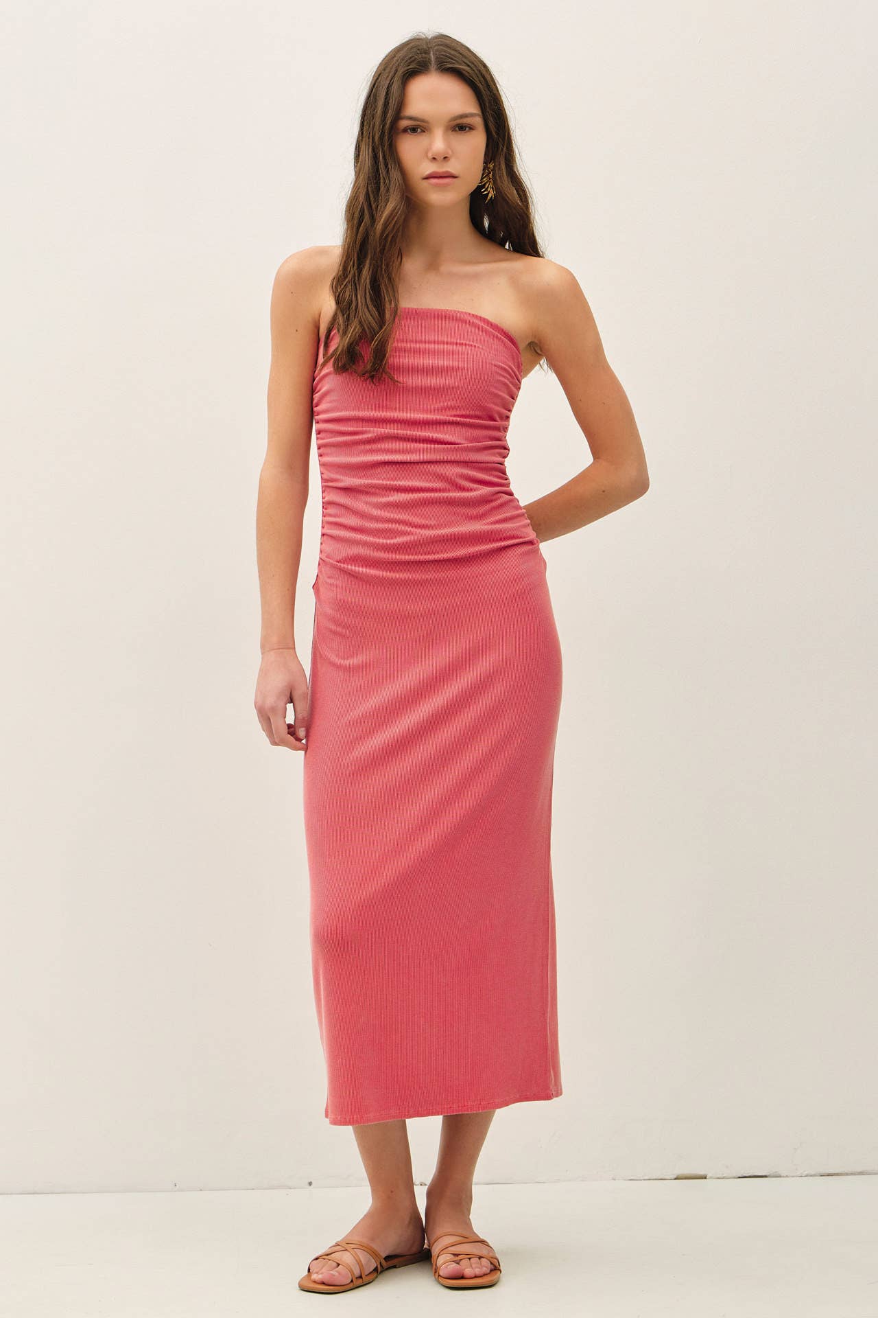 BASIC RIBBED MIDI TUBE DRESS