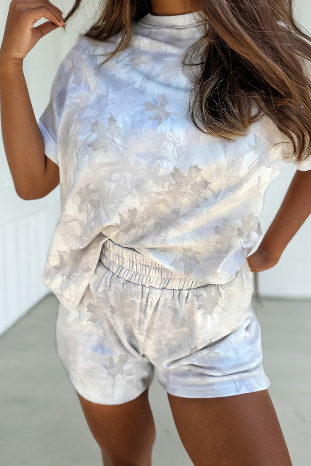 White Camo Shorts Set