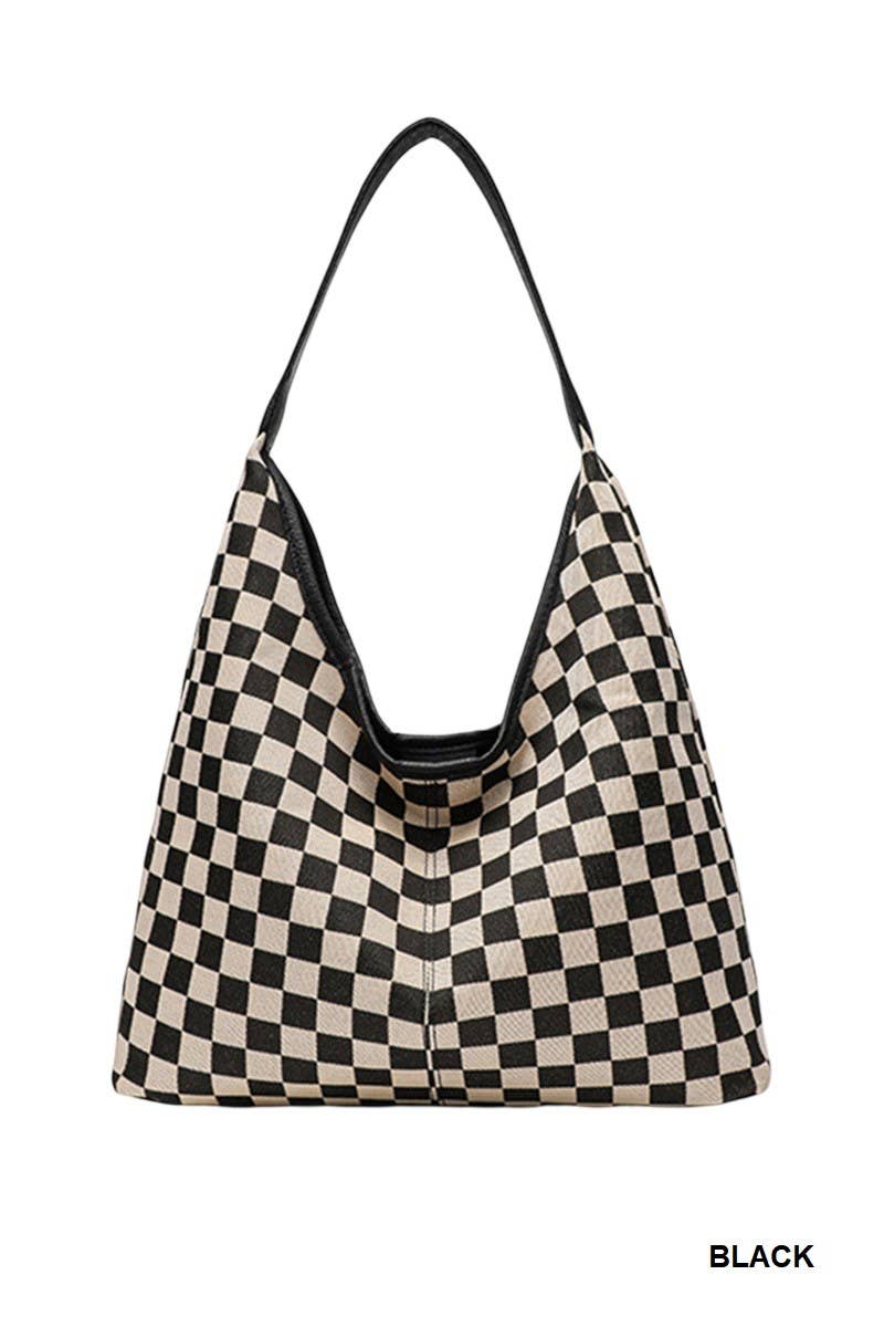 Checkered Hobo Tote Bag