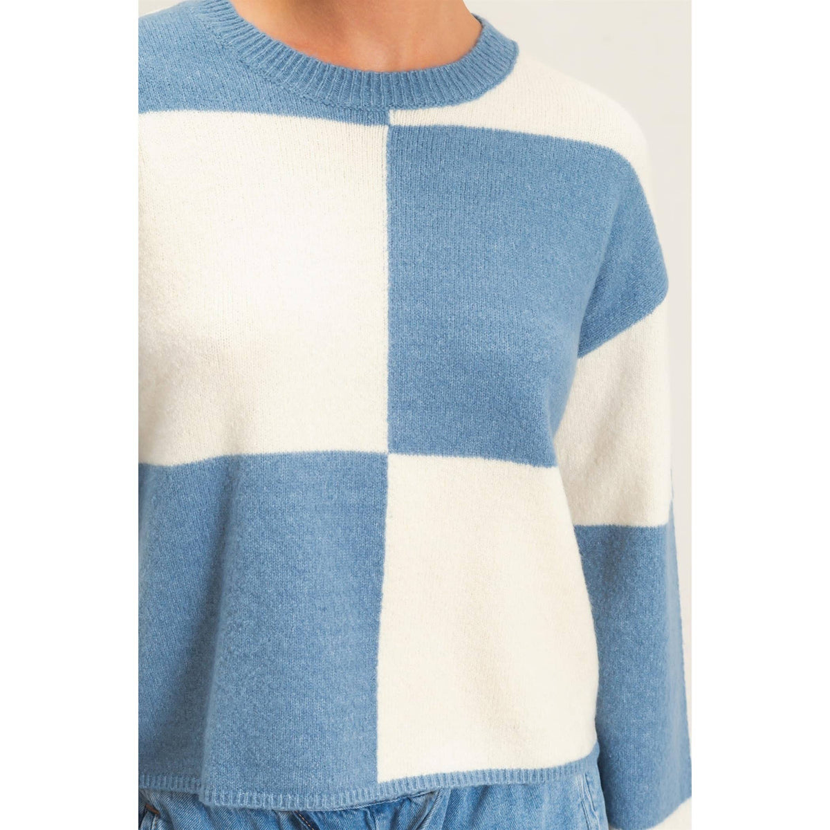 Sage Checkered Sweater