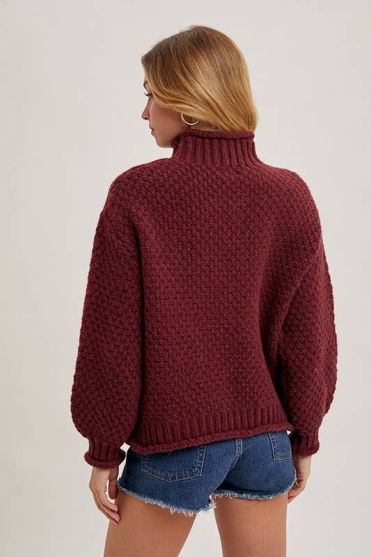 Burgundy mock neck sweater