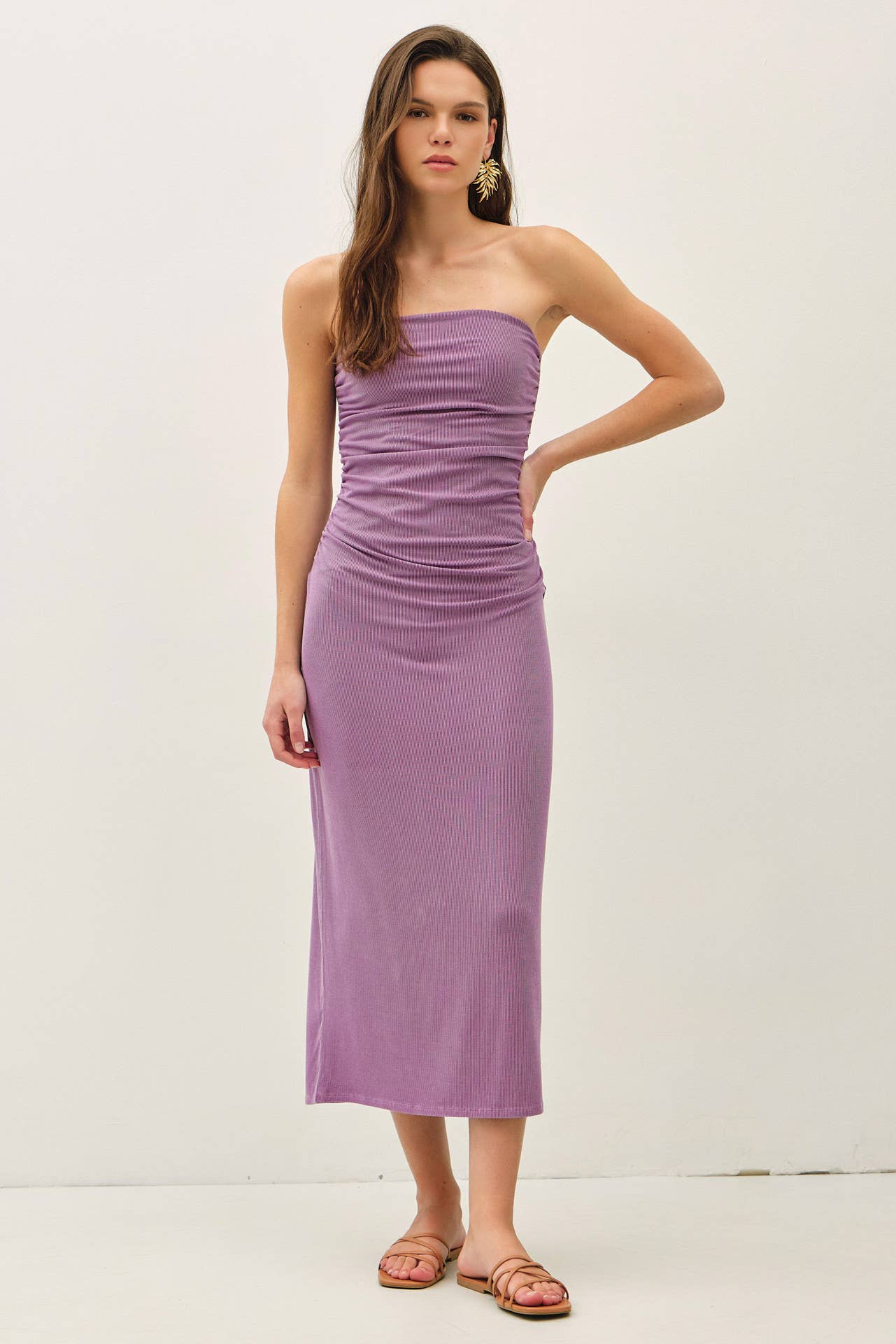 BASIC RIBBED MIDI TUBE DRESS