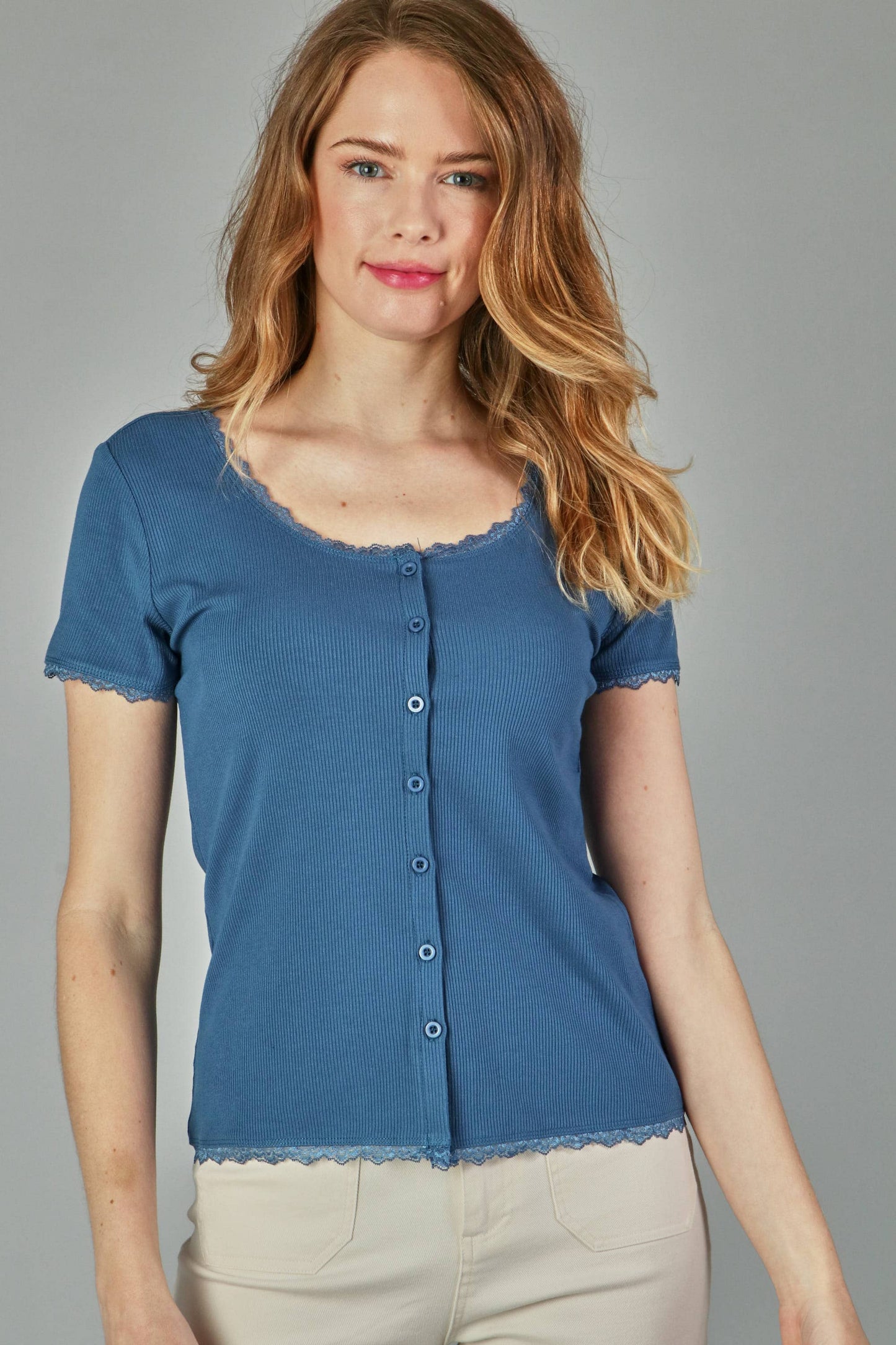 Button lace top