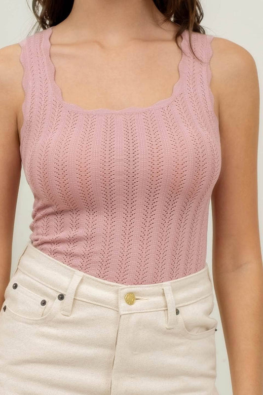 SCALLOP KNIT TANK TOP
