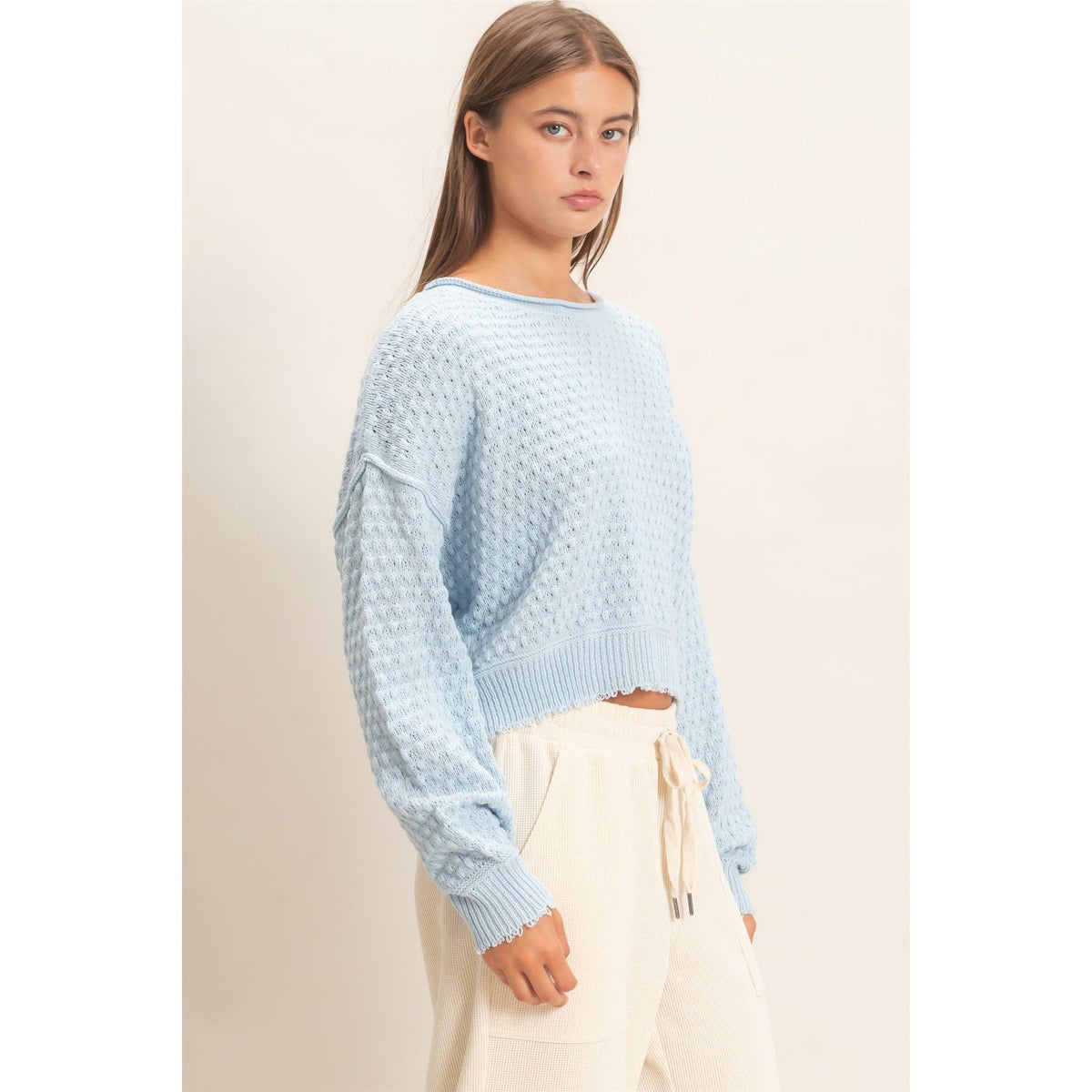 Boat Neck distressed Sweater