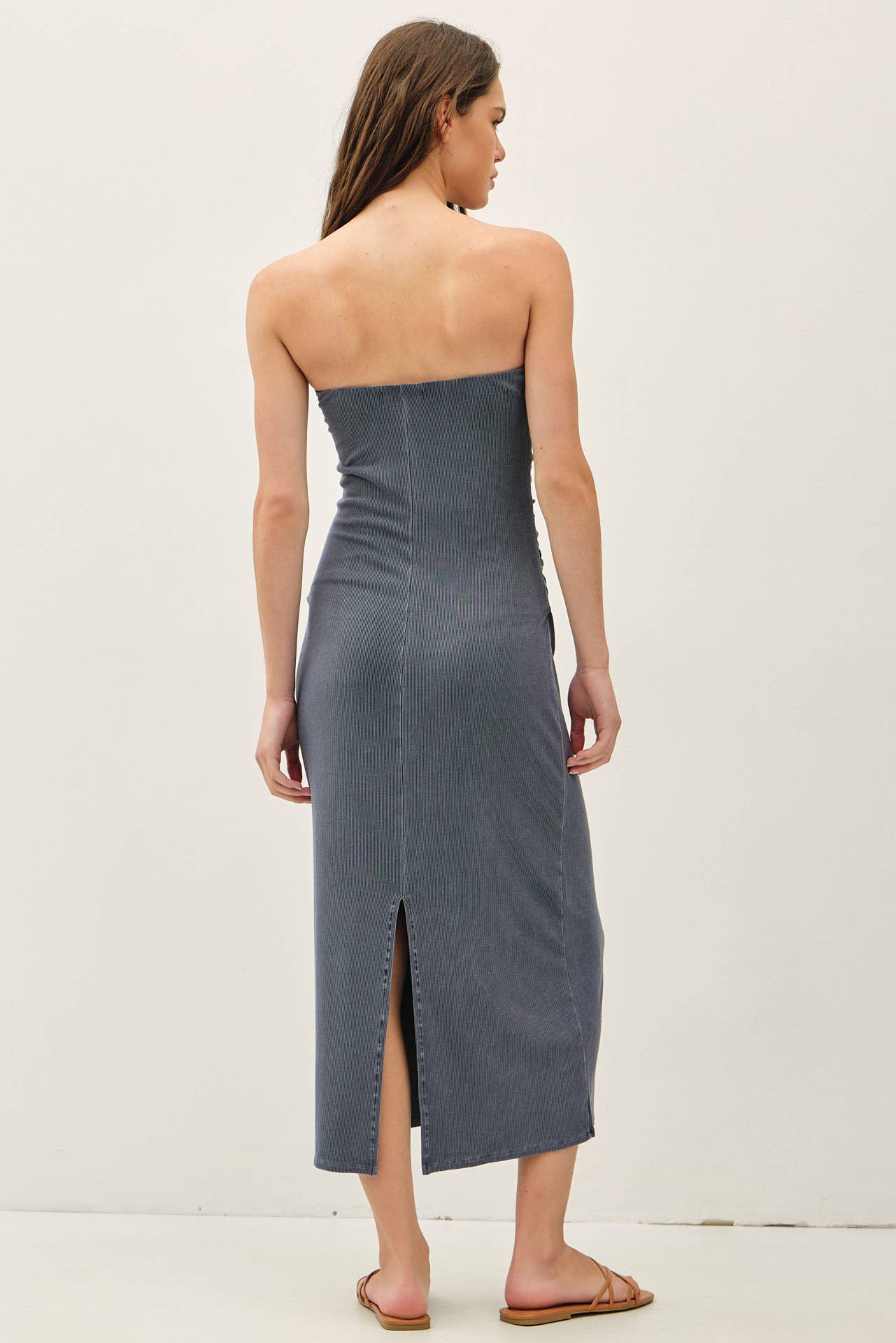 BASIC RIBBED MIDI TUBE DRESS