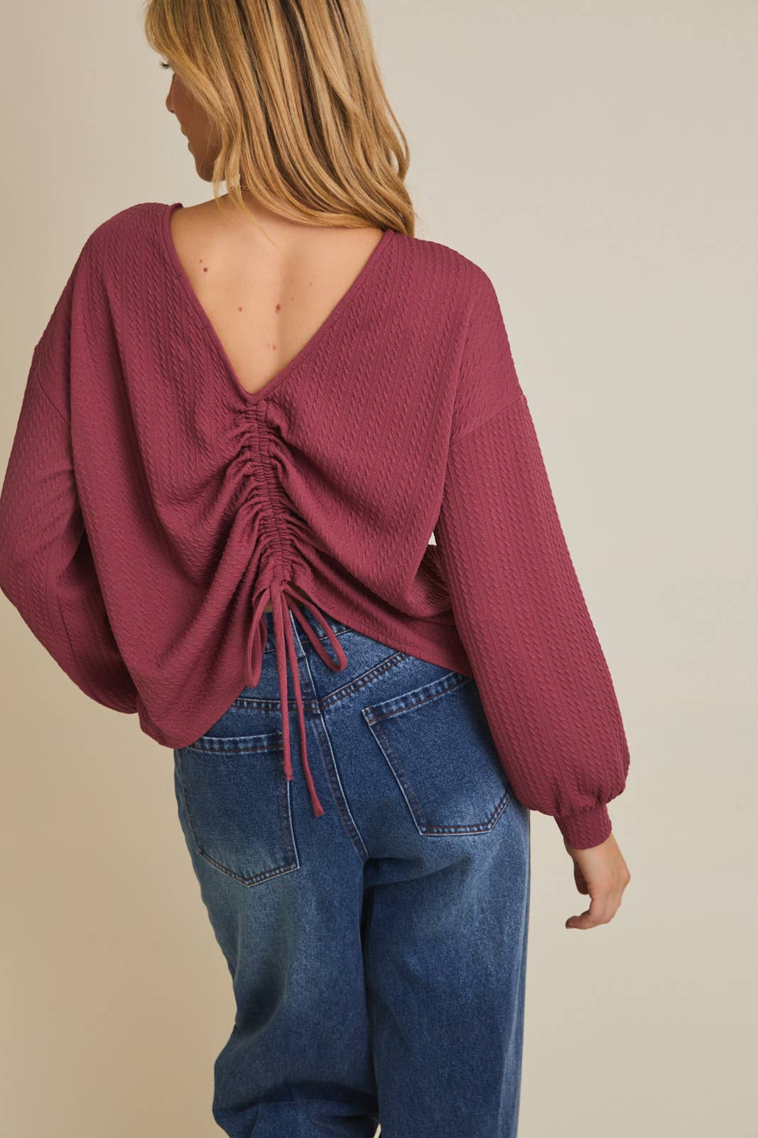 Mauve BACK RUCHING CABLE TOP