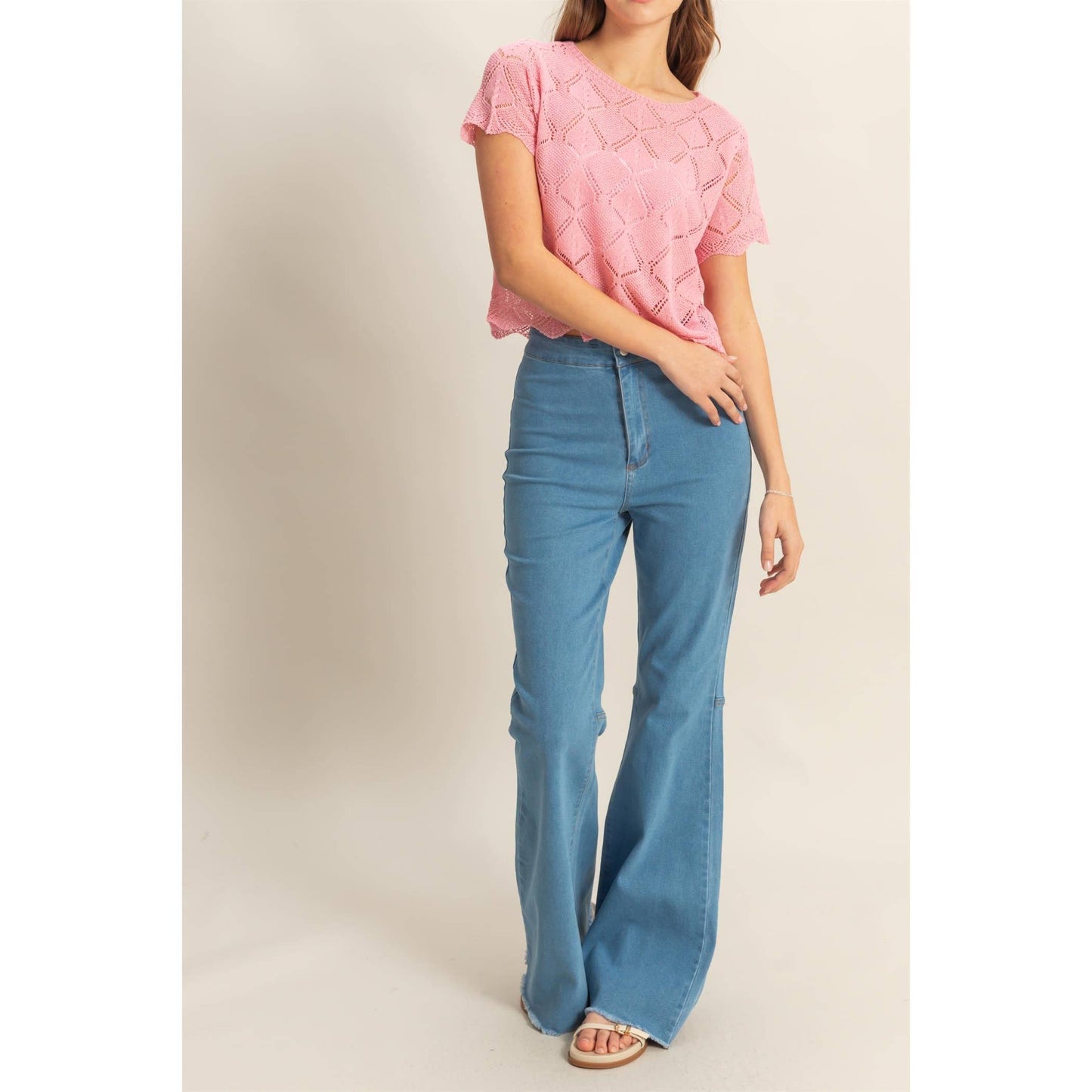 High-Waist  Denim Flared Pants