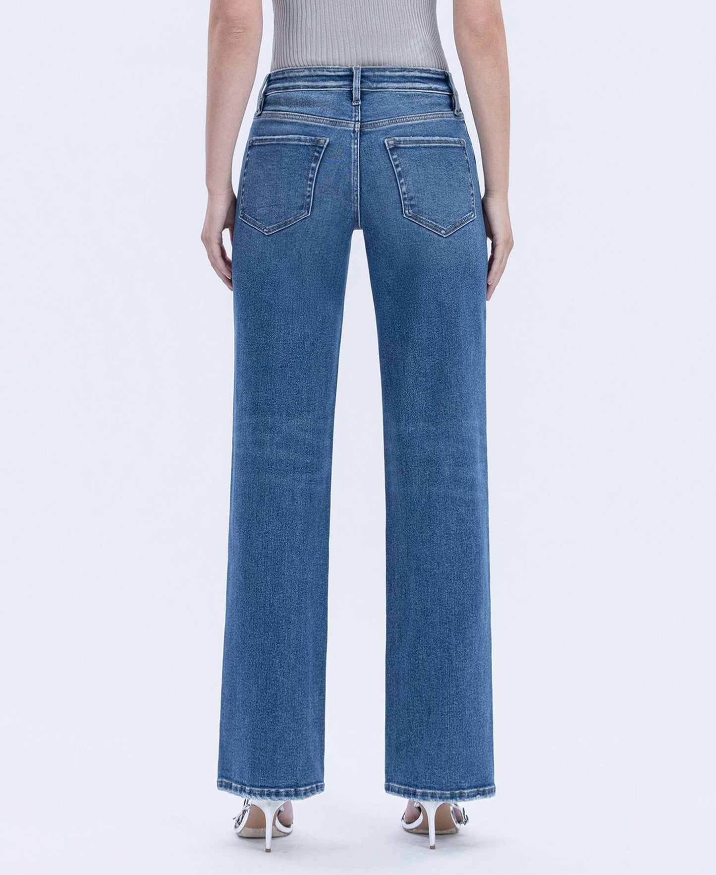 BRANDY HIGH RISE FULL LENGTH SLIM WIDE JEANS T6502