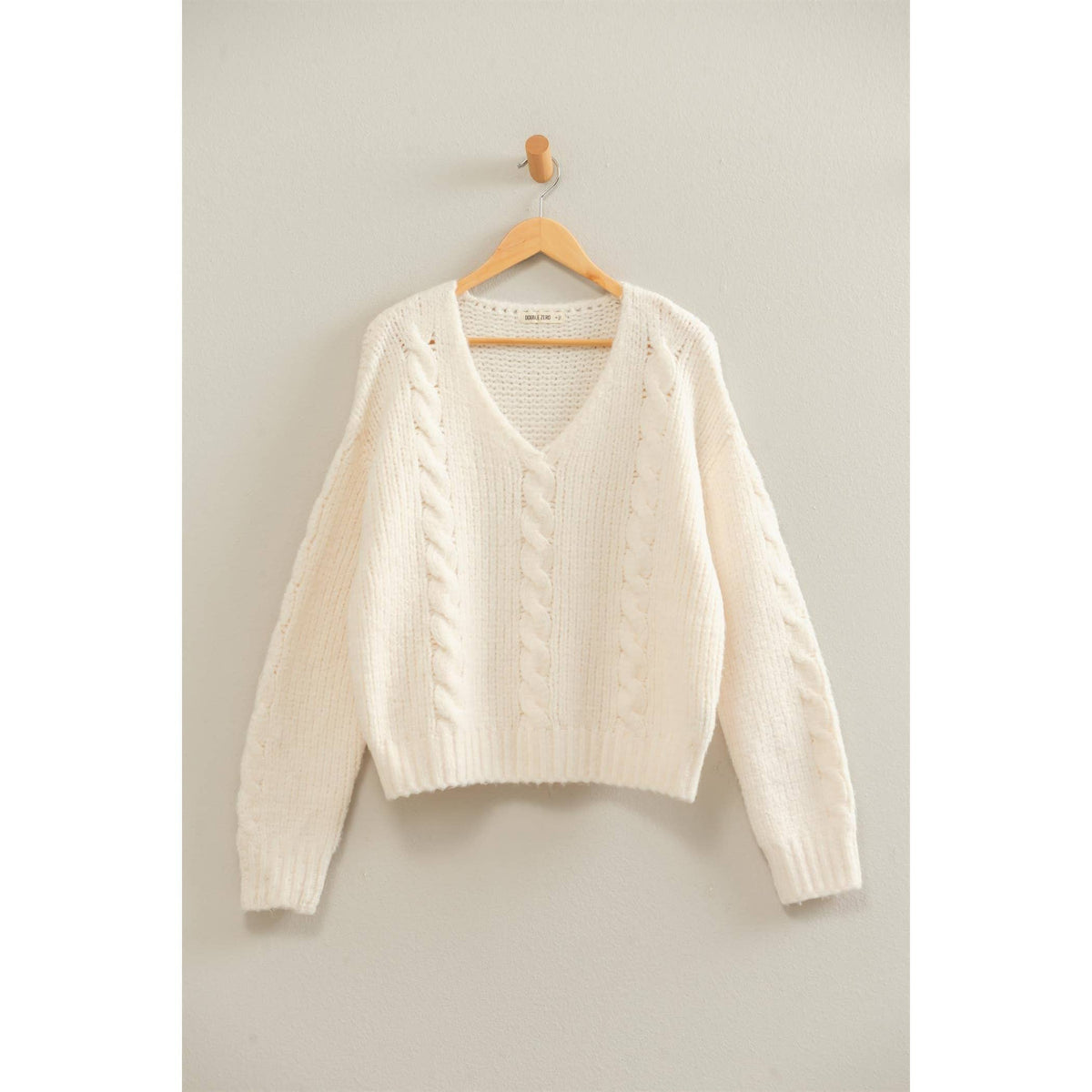 Cable Knit V-Neck Sweater