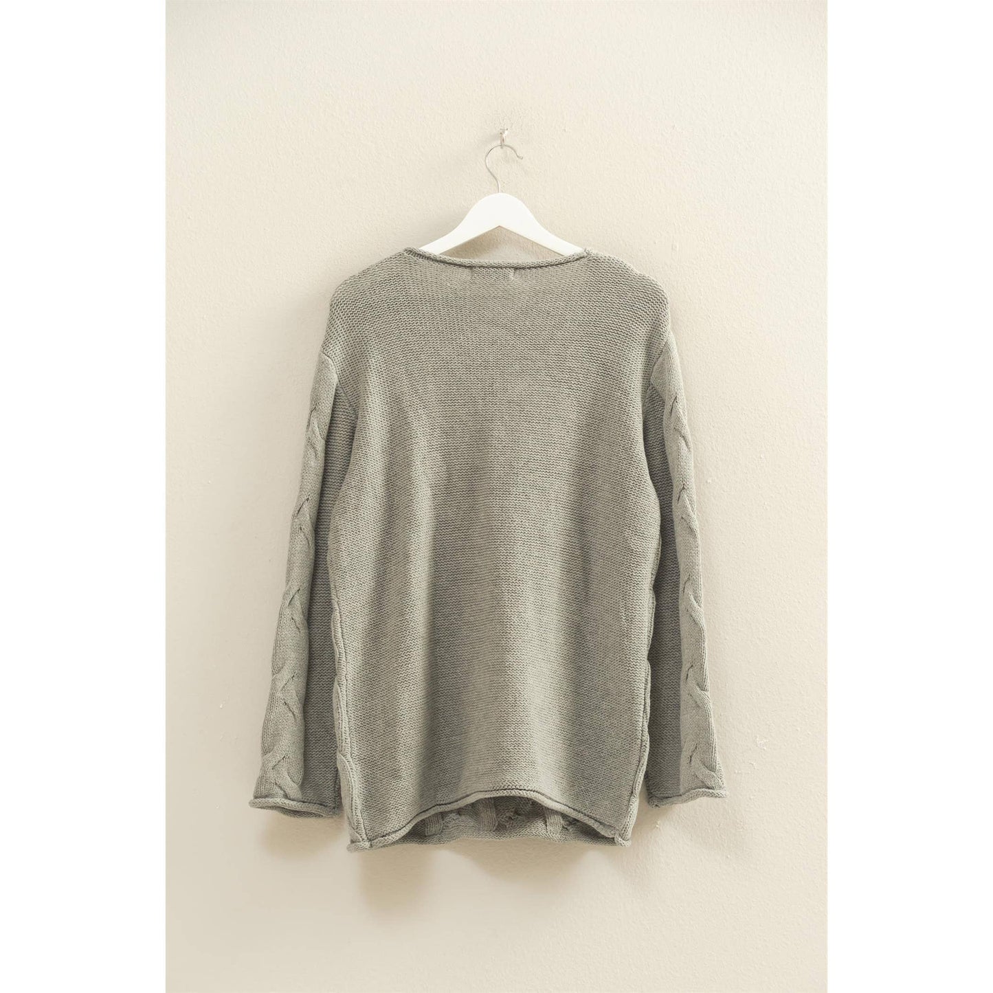 V Neck Cable Pullover Sweater