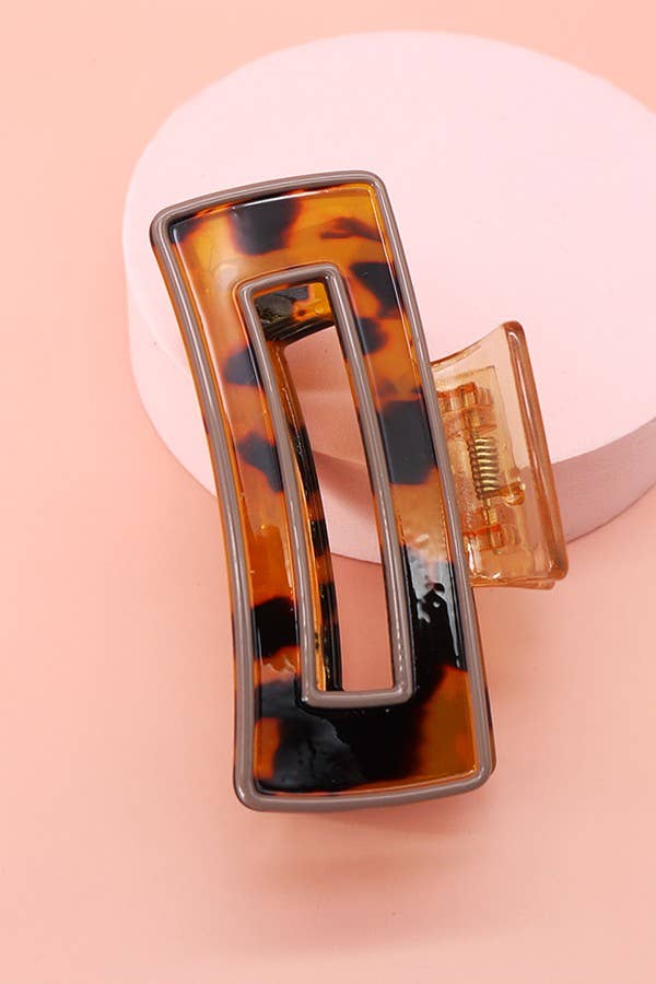 Hollow Rectangular Tortoise Acetate Hair Claw Clip | 40H395