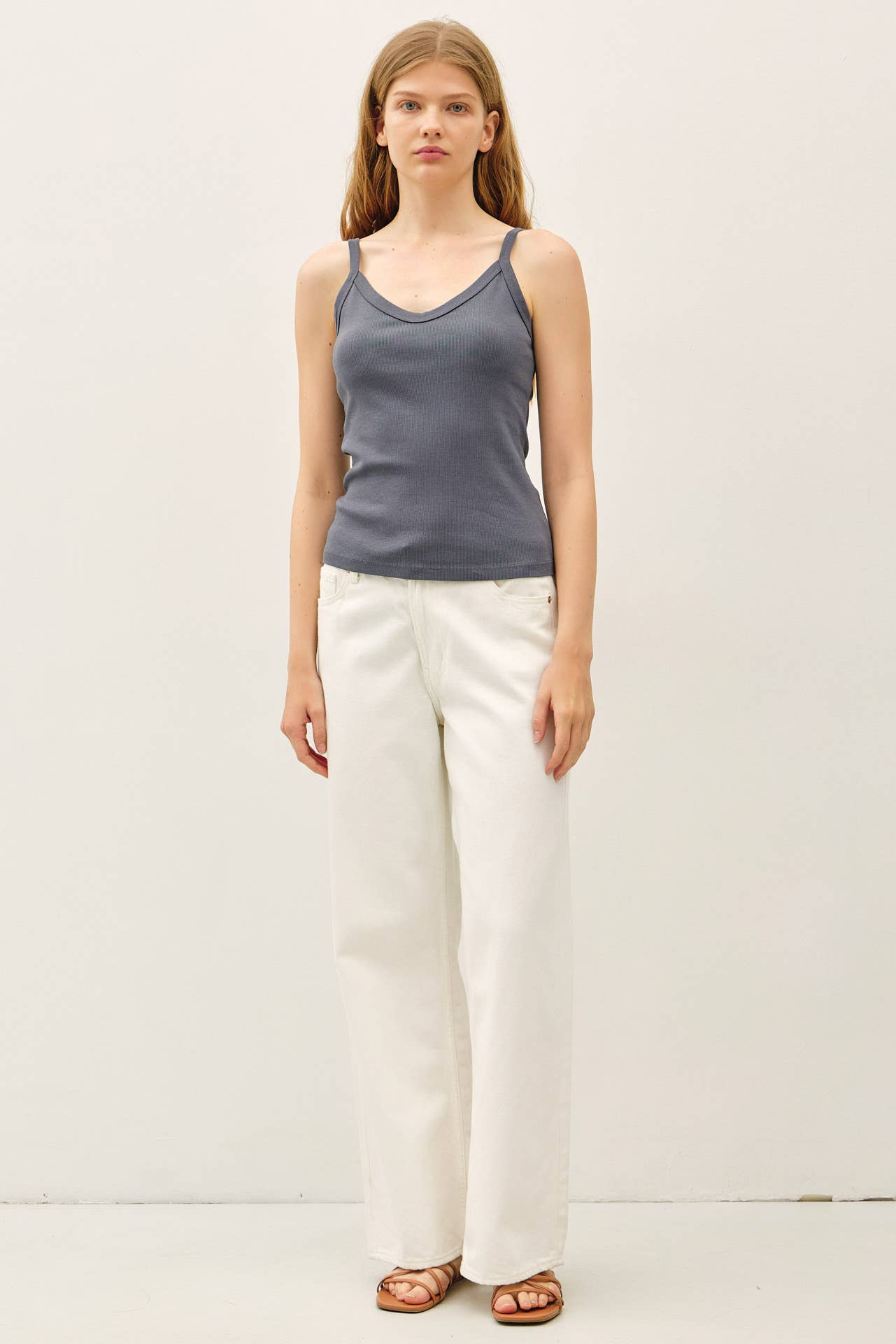 ribbed v neck tank