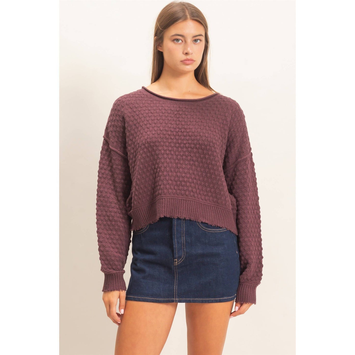 Boat Neck distressed Sweater