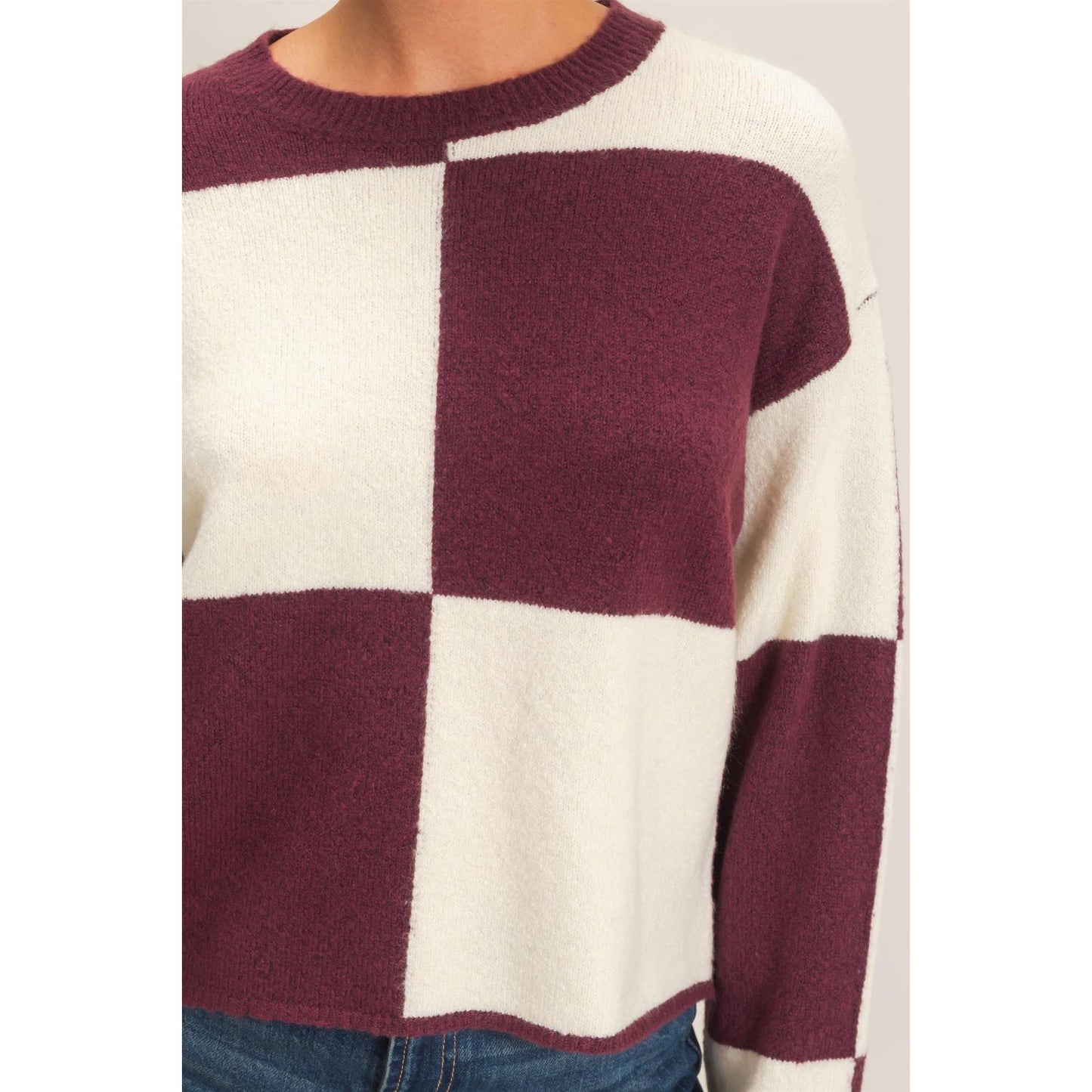 Sage Checkered Sweater